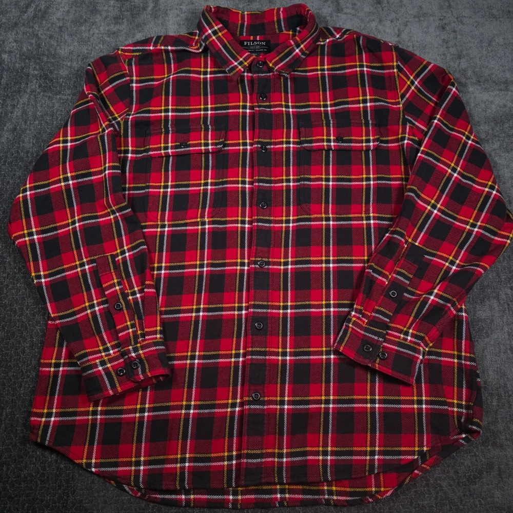 Filson Field Flannel Shirt Mens XXXL Red Black Plaid Long Sleeve Button Down